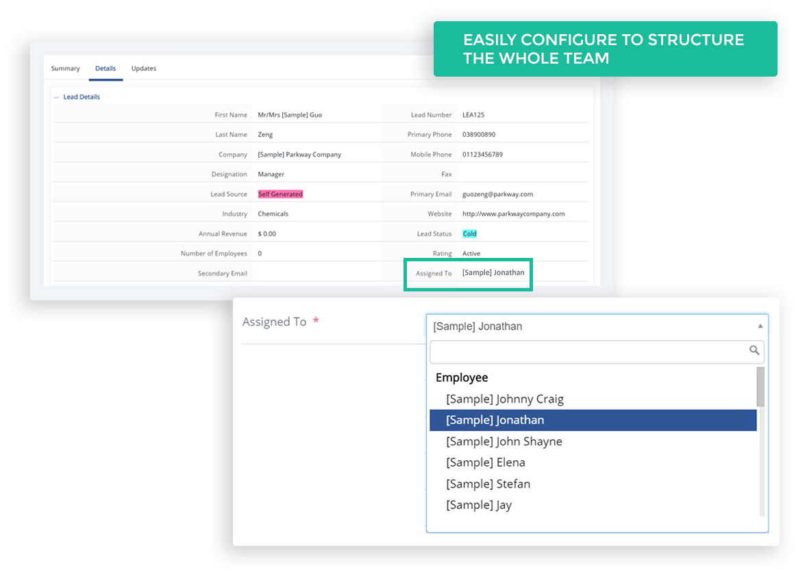 Sales Team Management to assign leads